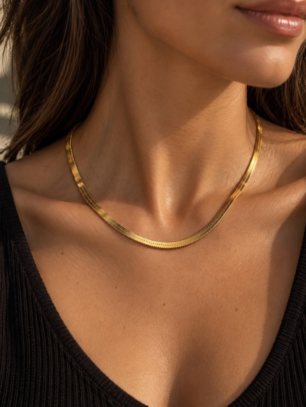 Herringbone Snake Chain Choker, 2mm, Stainless Steel
